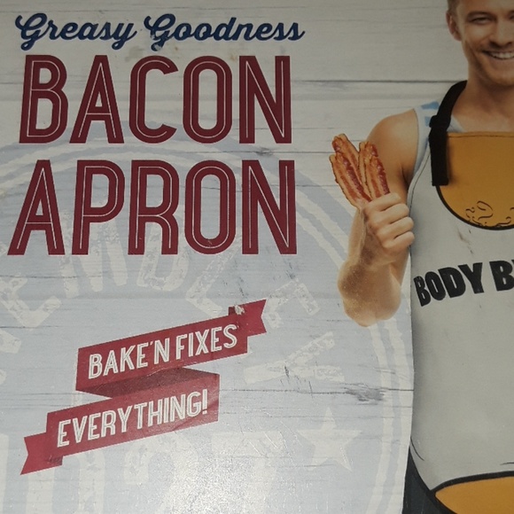 Wembley "Body by Bacon" Greasy Goodness Body Graphic Apron Adjustable Neck Strap - Picture 4 of 8